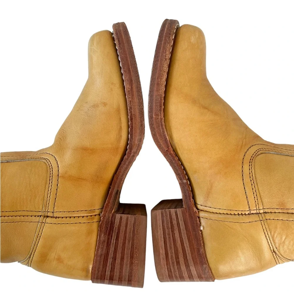 Frye Vintage Banana Yellow Leather Campus Boots Size 6.5 - Picture 6 of 13